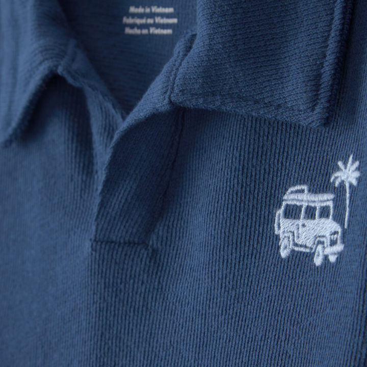 Conjunto 2 piezas tipo polo con short azul para bebito