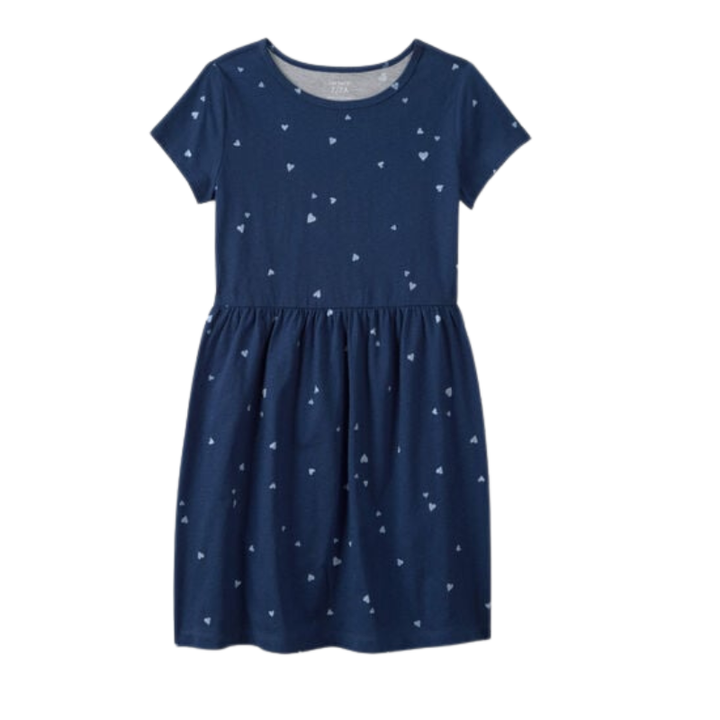 Vestido manga corta estampado corazones