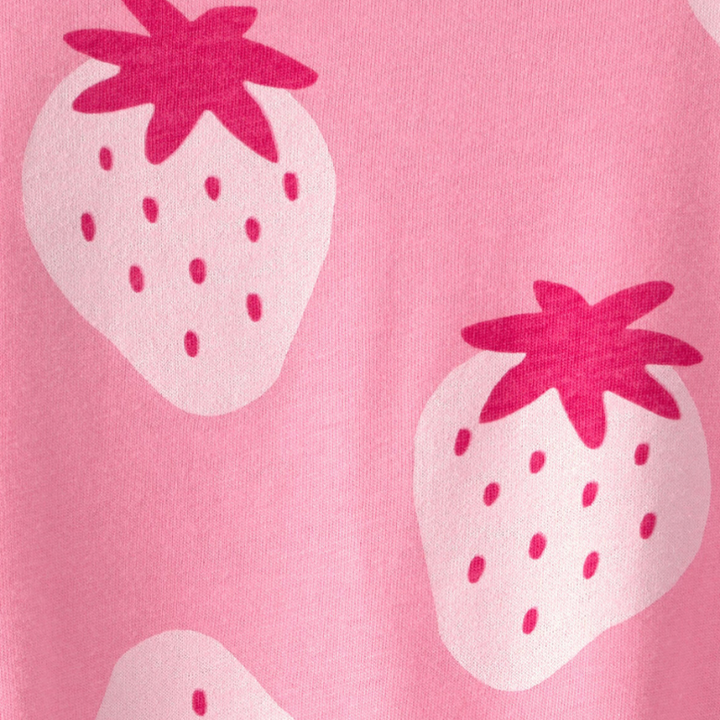 Enterizo corto sin mangas para bebita con estampado de fresas