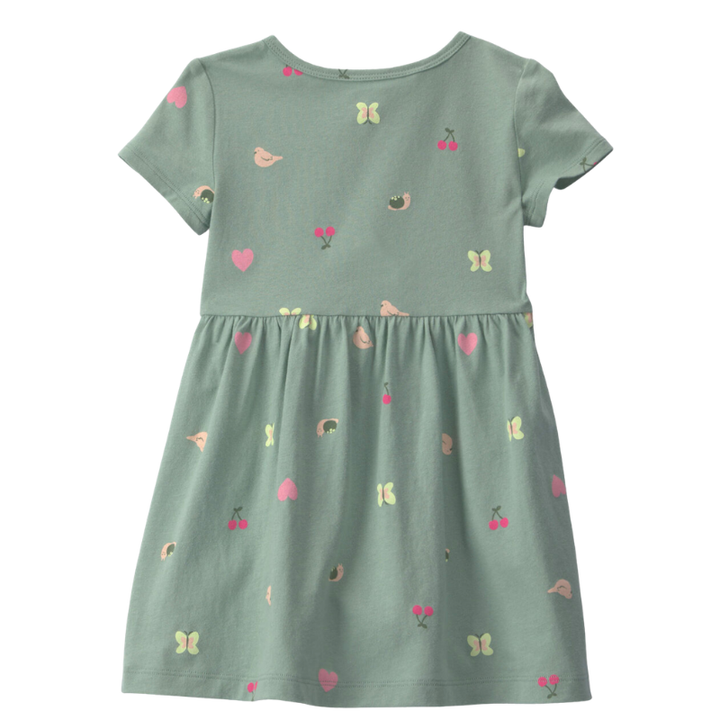 Vestido verde con mariposas para niña