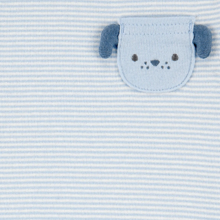 Conjunto 4 piezas azul con camiseta manga larga, pantalón, gorrito y medias