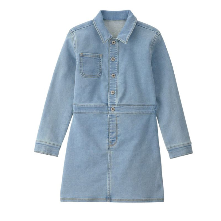 Vestido camisero de mezclilla para niña