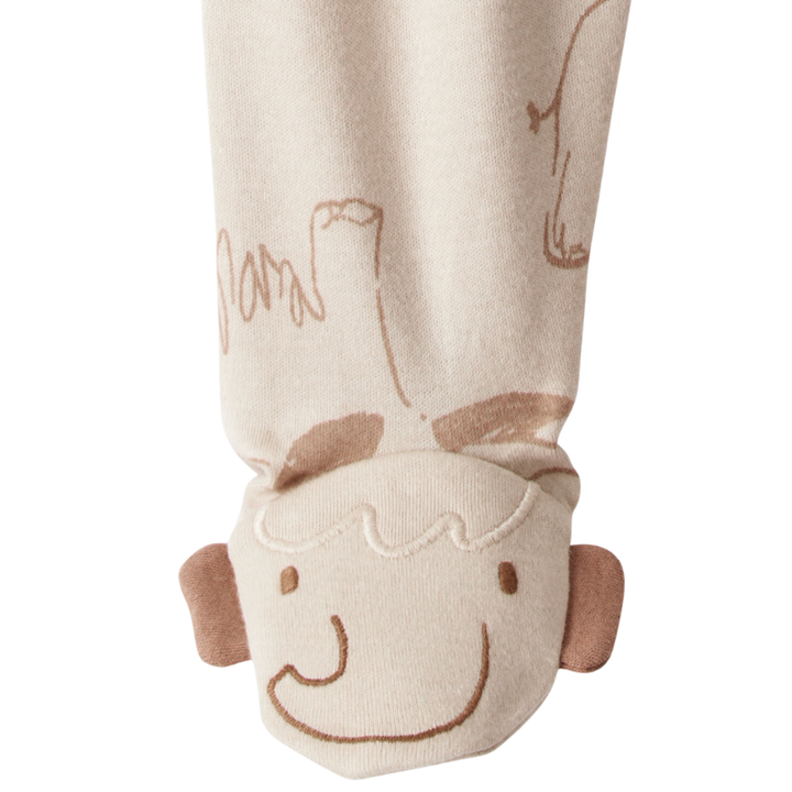 Pijama enteriza de algodón con estampado de mamuts para bebé