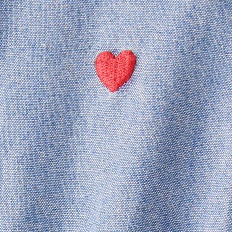 Enterizo largo de mezclilla con corazón bordado para bebita