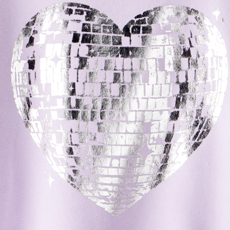 Sudadera suave con corazón brillante en tono lavanda