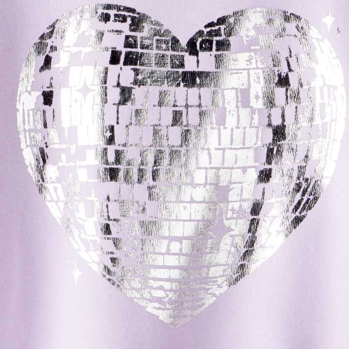 Sudadera suave con corazón brillante en tono lavanda
