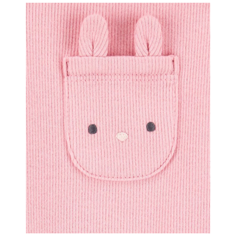 Conjunto 2 piezas, overol con blusa manga larga detalle conejito