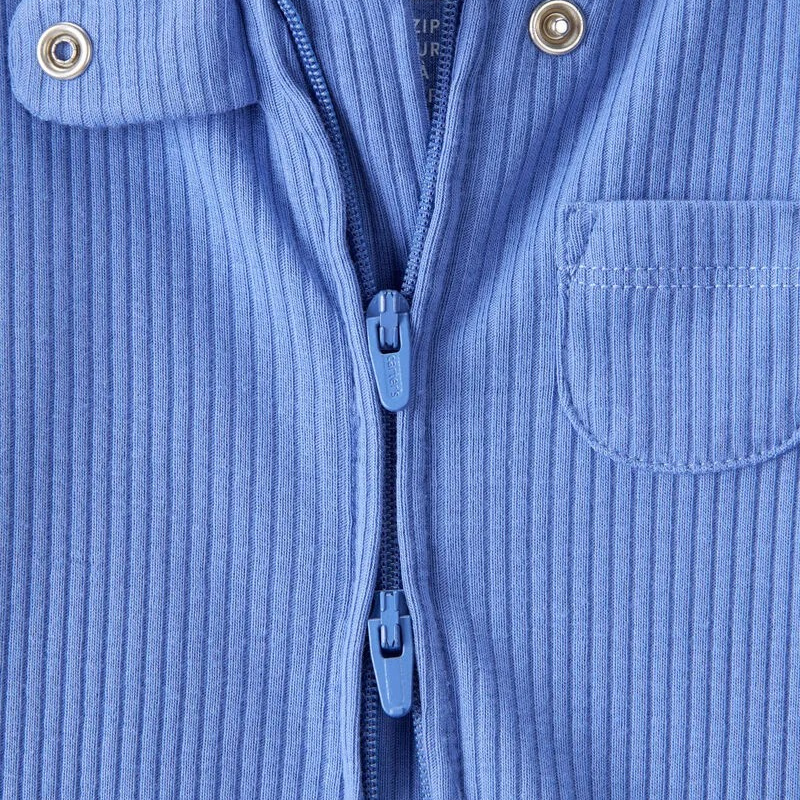 Pijama enteriza acanalada con cierre doble vía para bebé