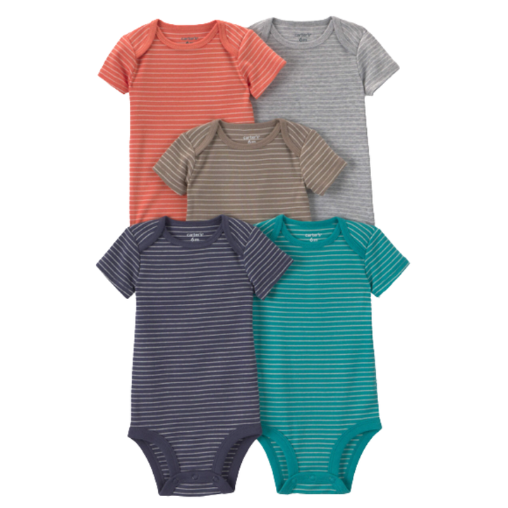 Set de 5 mamelucos a rayas para bebito