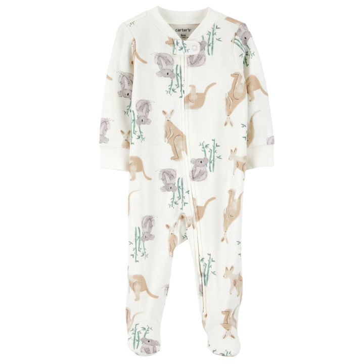 Pijama de 1 pieza  y estampado de canguros para bebito