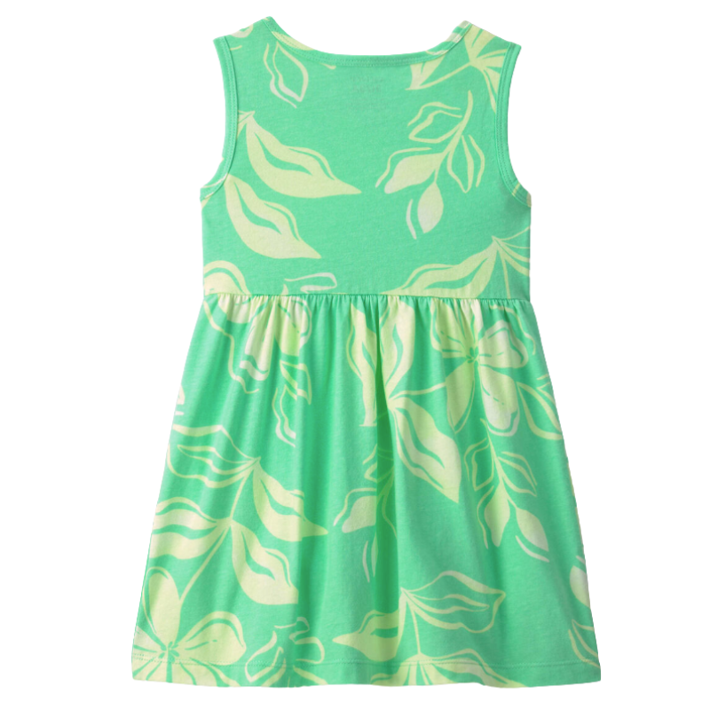 Vestido floral tropical verde para niña