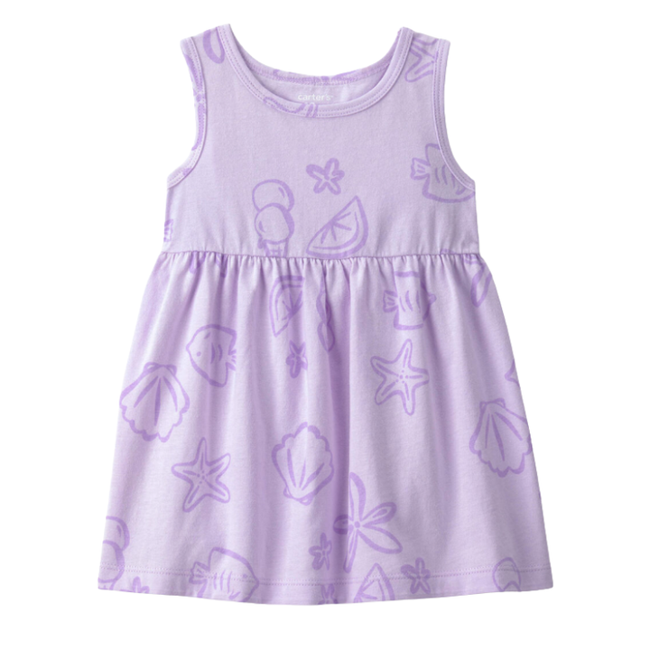 Vestido de animalitos marinos lila para bebita