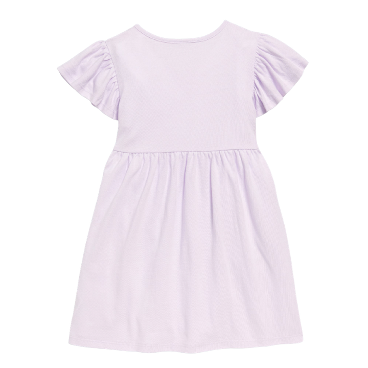Vestido lila con detalles bolsillos de cupcake para niña 💜