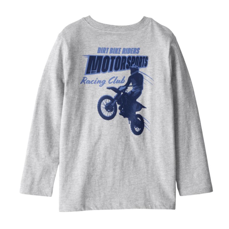 Camiseta de manga larga con estampado de motocicleta para niño