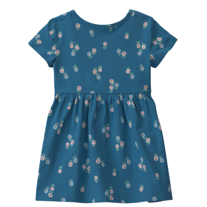 Vestido azul floral de manga corta