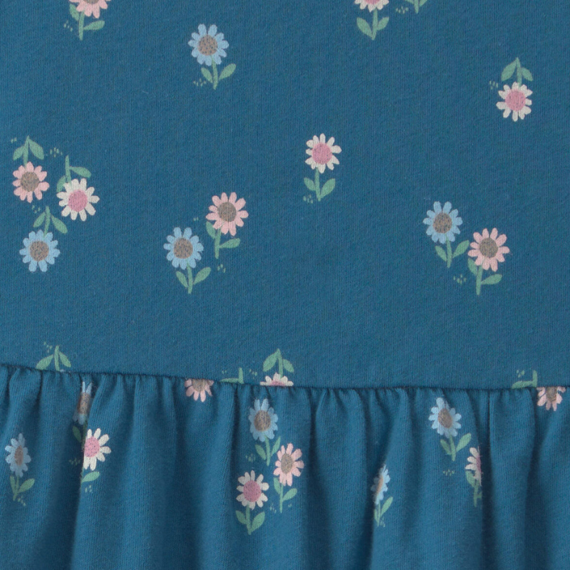 Vestido azul floral de manga corta