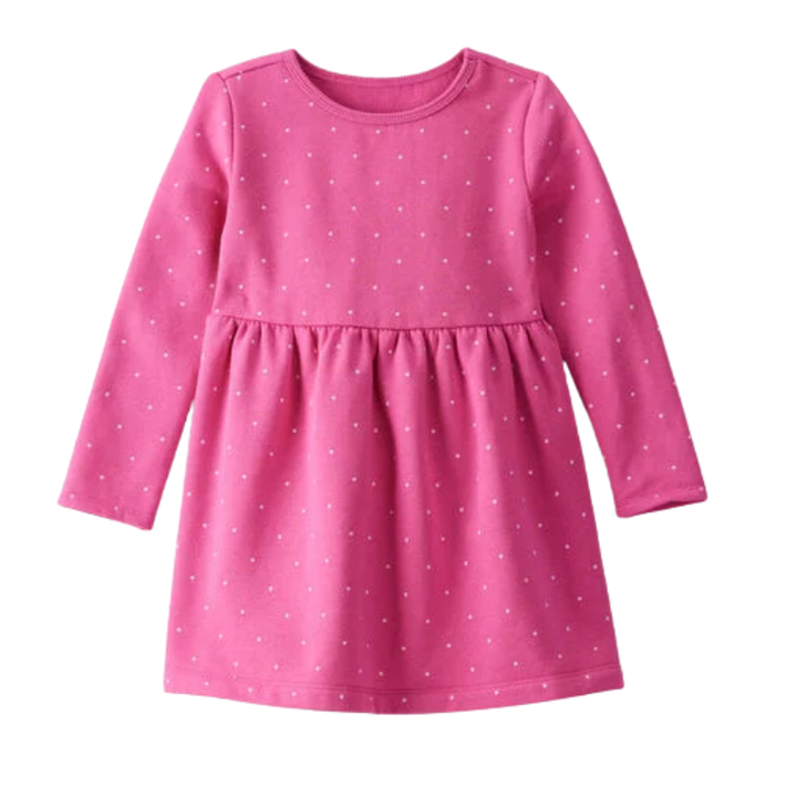 Vestido manga larga con puntos para niña