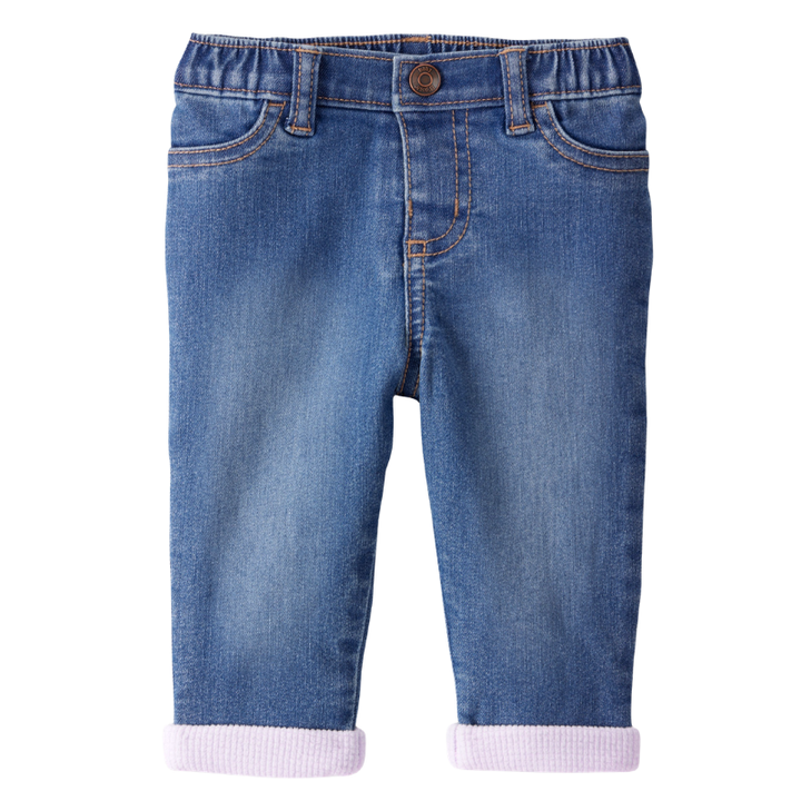 Jeans con detalle en ruedos para bebita