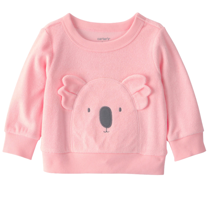 Blusa afelpada con diseño de koala para bebita