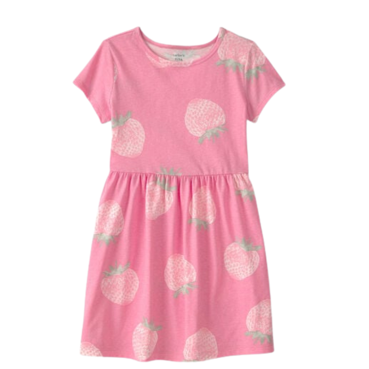 Vestido manga corta estampado fresas