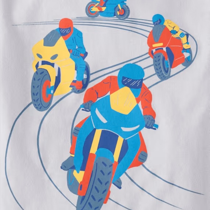 Camiseta gris con motocicletas para niño