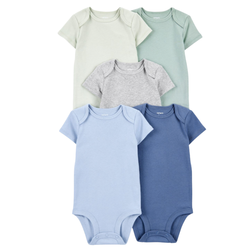Set Carter’s de 5 Bodys – Colores Esenciales 💙
