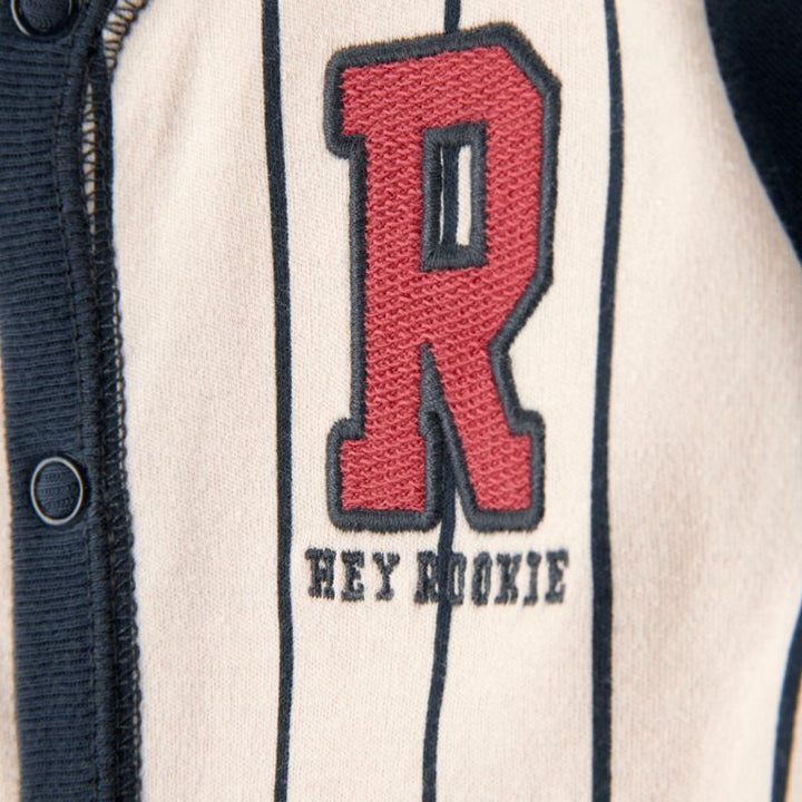 Pijama entera de algodón con broches y diseño de béisbol para bebé