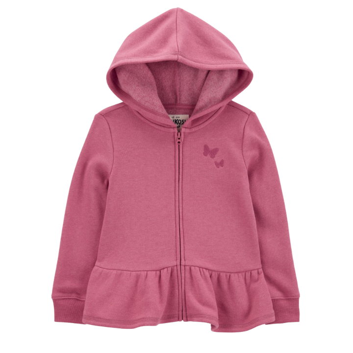 Abrigo con zipper detalle cintura con mariposas