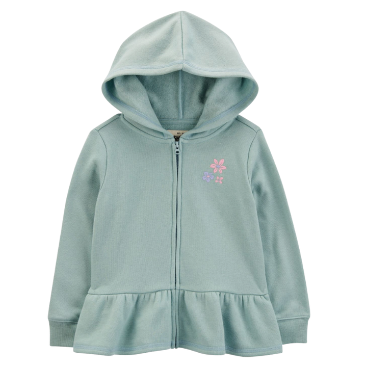 Abrigo zon zipper detalle cintura y florcitas