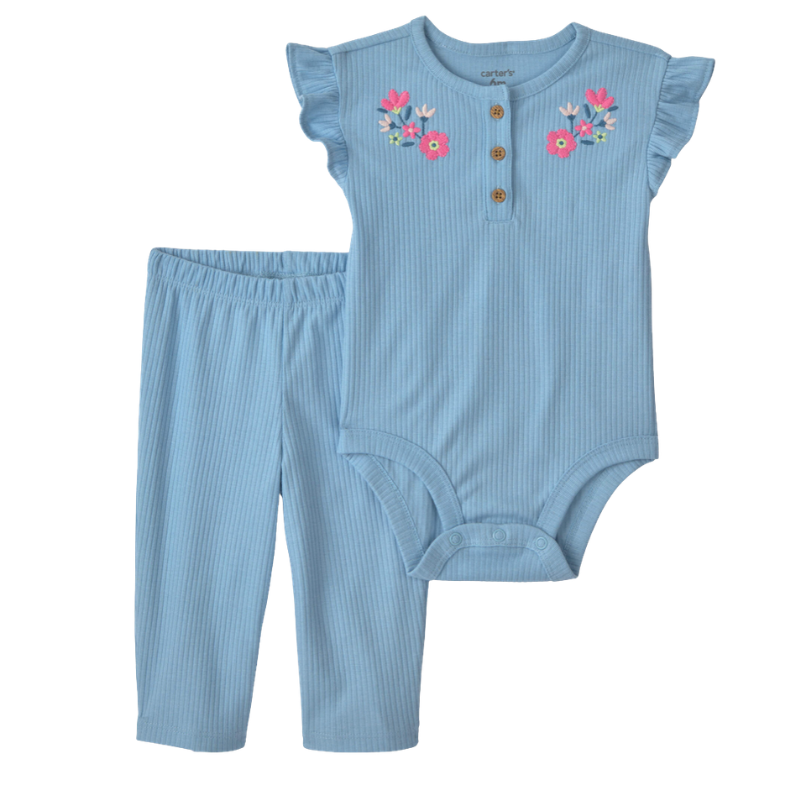 Conjunto de 2 piezas con mameluco y pantalón para bebita