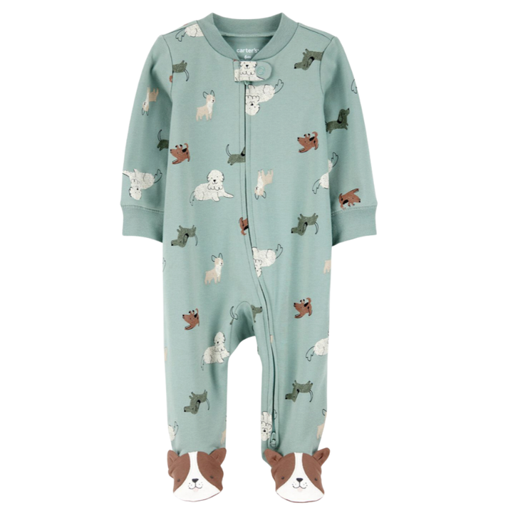 Pijama Sleep & Play de algodón para bebé niño con estampado de perrito y zipper doble vía