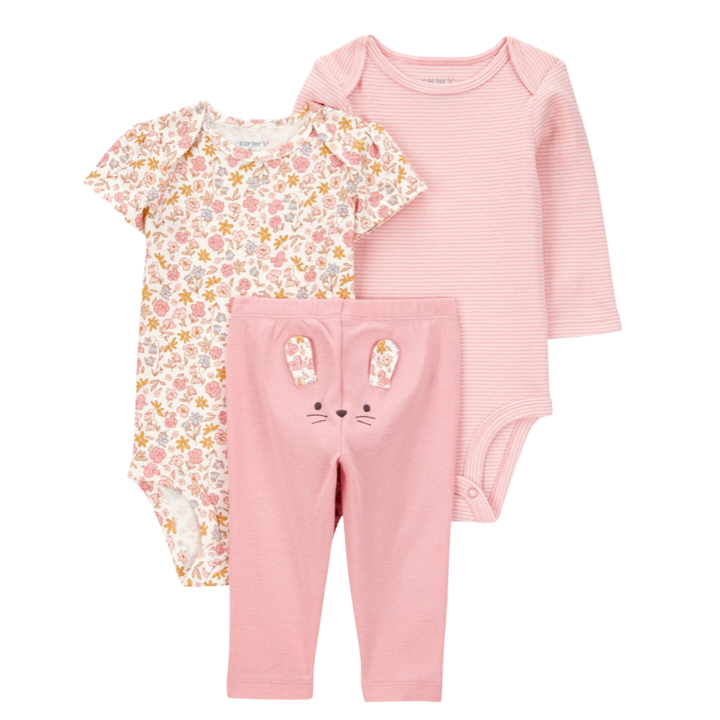 Conjunto 3 piezas floral ratoncito