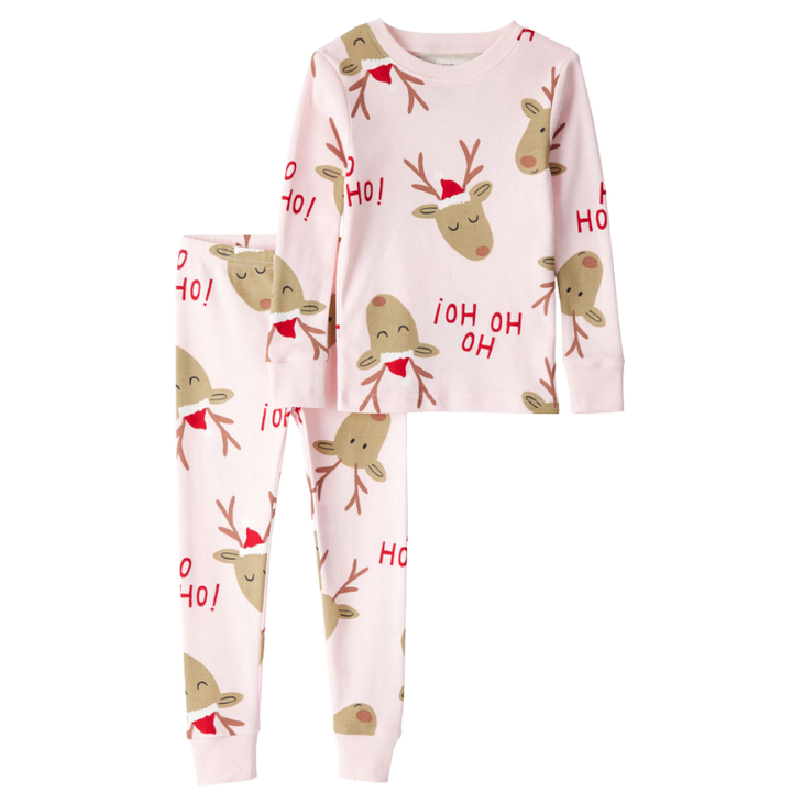 Pijama de 2 piezas con motivo de reno navideño 2-5 años