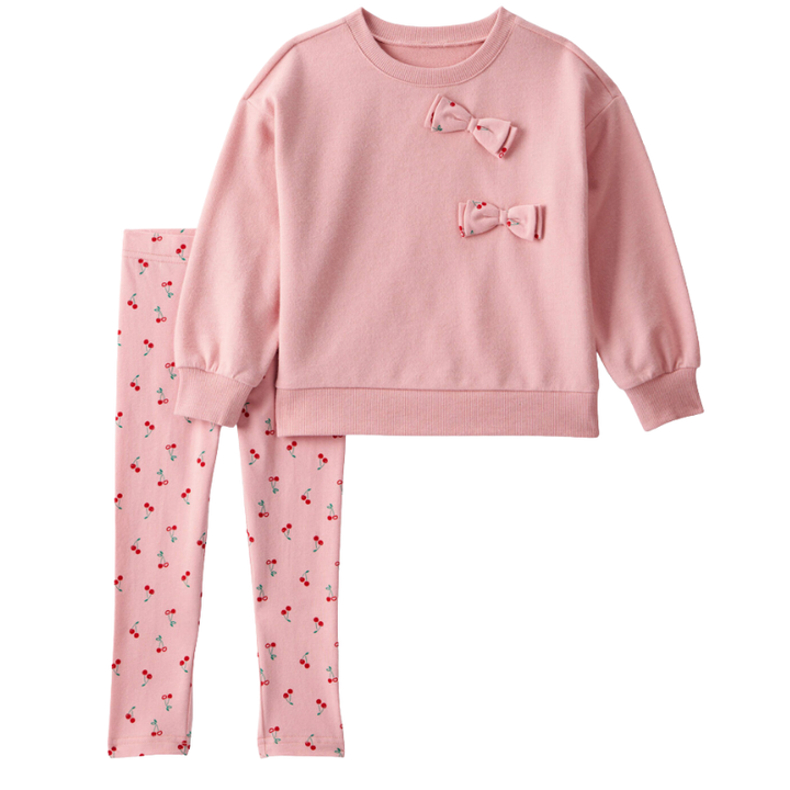 Conjunto 2 piezas  de pullover con leggings cherries y lazitos