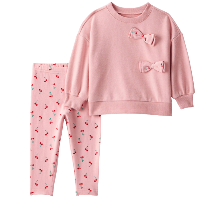 Conjunto de 2 piezas con leggings cherries y pullover lazitos