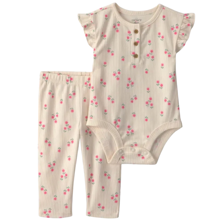 Conjunto de 2 piezas con mameluco y pantalón para bebita