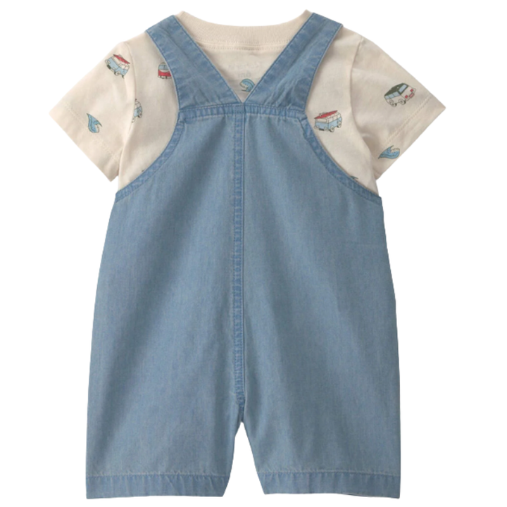 Conjunto 2 piezas con camiseta y overall corto para bebito
