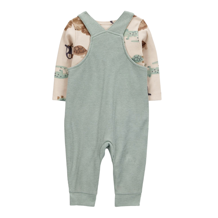 Conjunto 2 piezas, overol con camiseta manga larga detalle animalitos