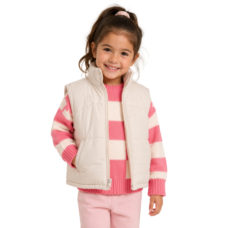 Chaleco acolchado resistente al agua para niña Color ivory🤍✨