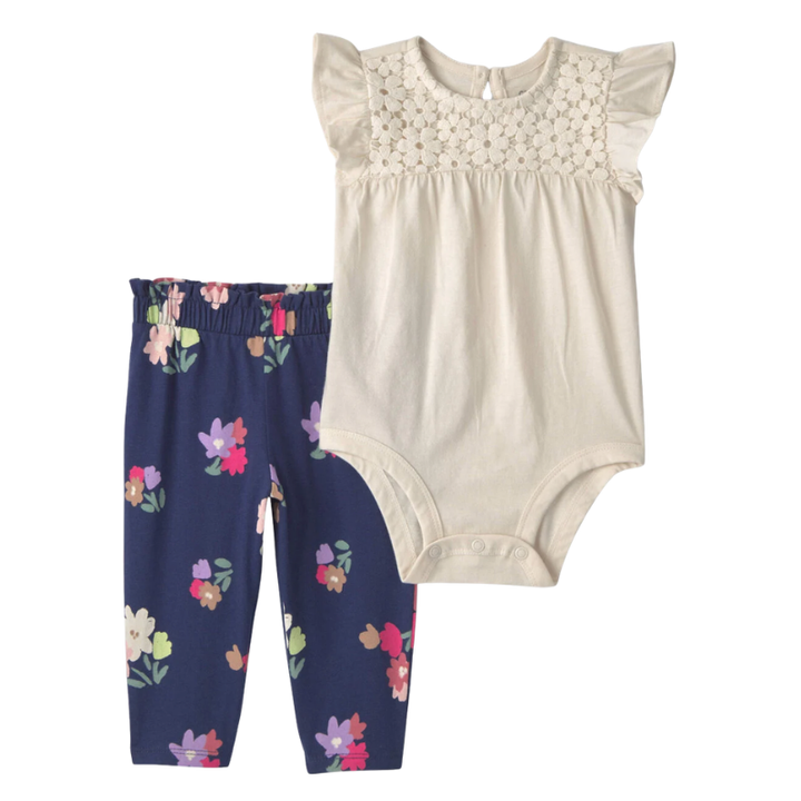 Conjunto de 2 piezas con mameluco y pantalón para bebita
