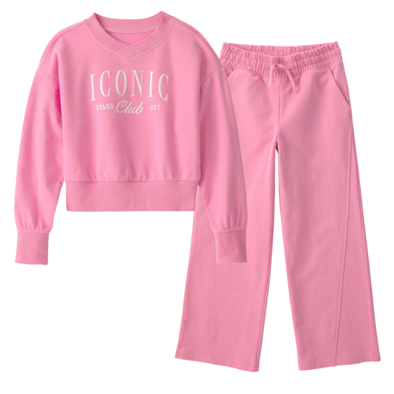 Conjunto de 2 piezas con sudadera corta y pantalón para niña