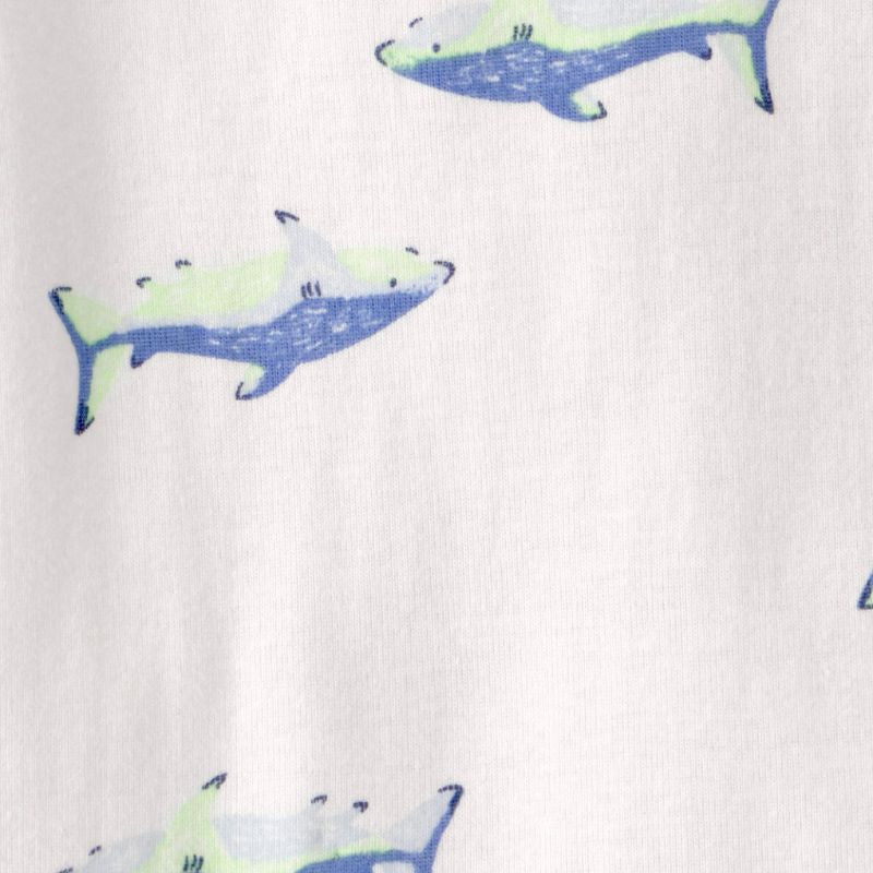 Set de 3 piezas con camiseta, mameluco y short de tiburones para bebito