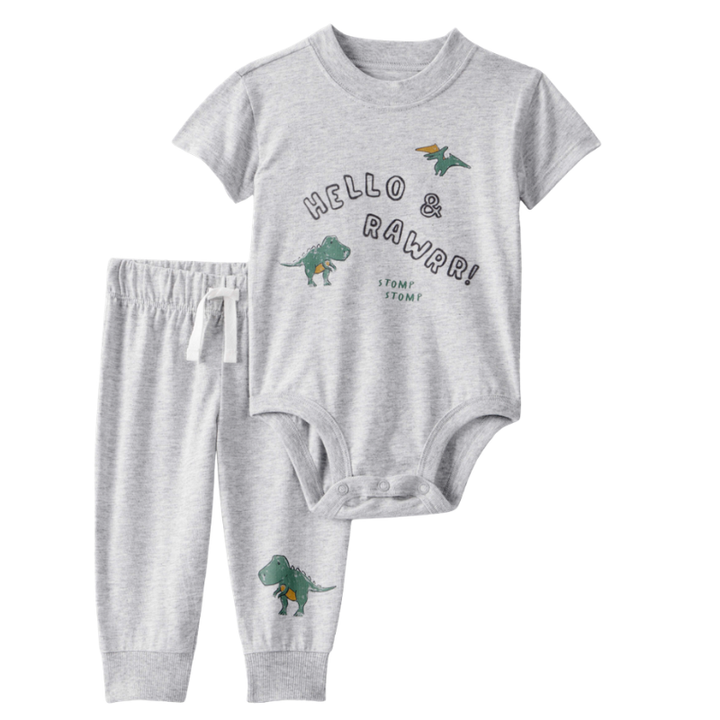 Conjunto de 2 piezas con mameluco y pantalón para bebé