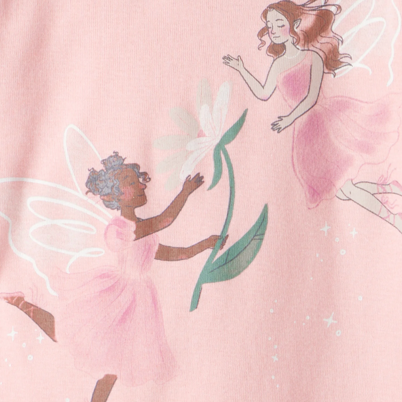 Set de 4 piezas de pijama de algodón para niña con hadas