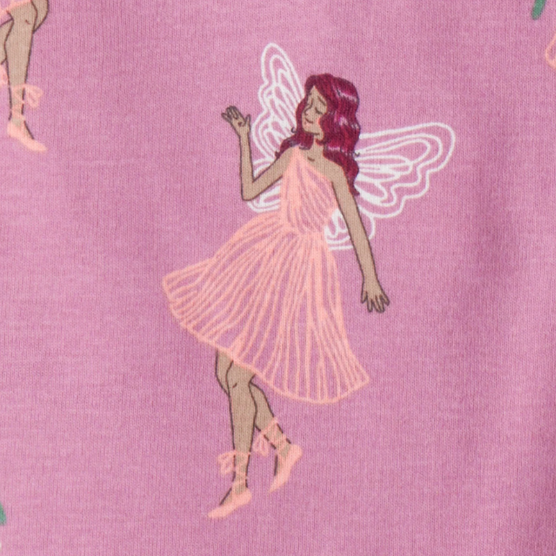Set de 4 piezas de pijama de algodón para niña con hadas