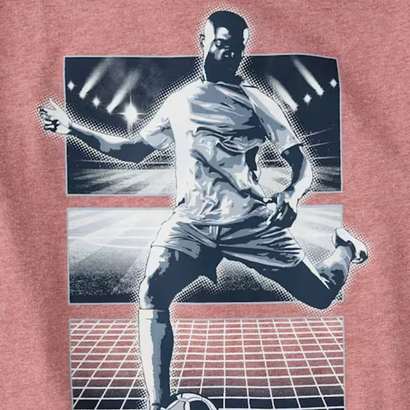 Camiseta roja con jugador de fútbol para niño