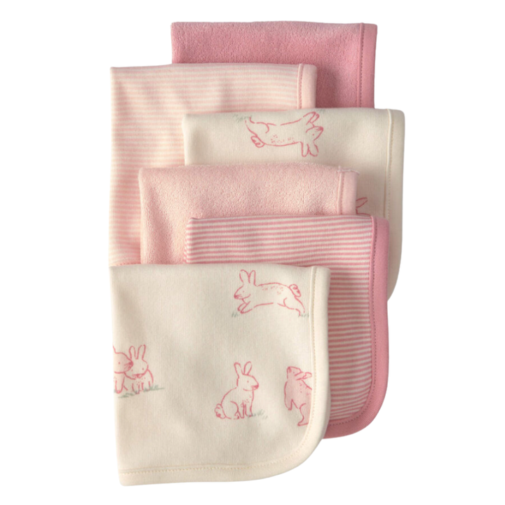 Set de 6 toallitas de baño para bebé con diseño de conejitos