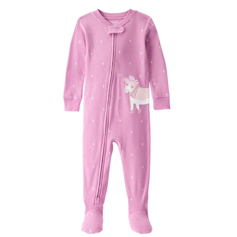 Pijama entera con piecitos y vaquita para bebita