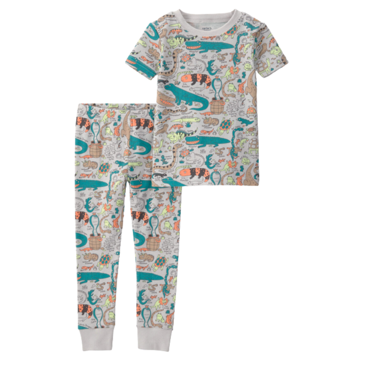 Pijama 2 piezas de algodón con diseño de cocodrilos