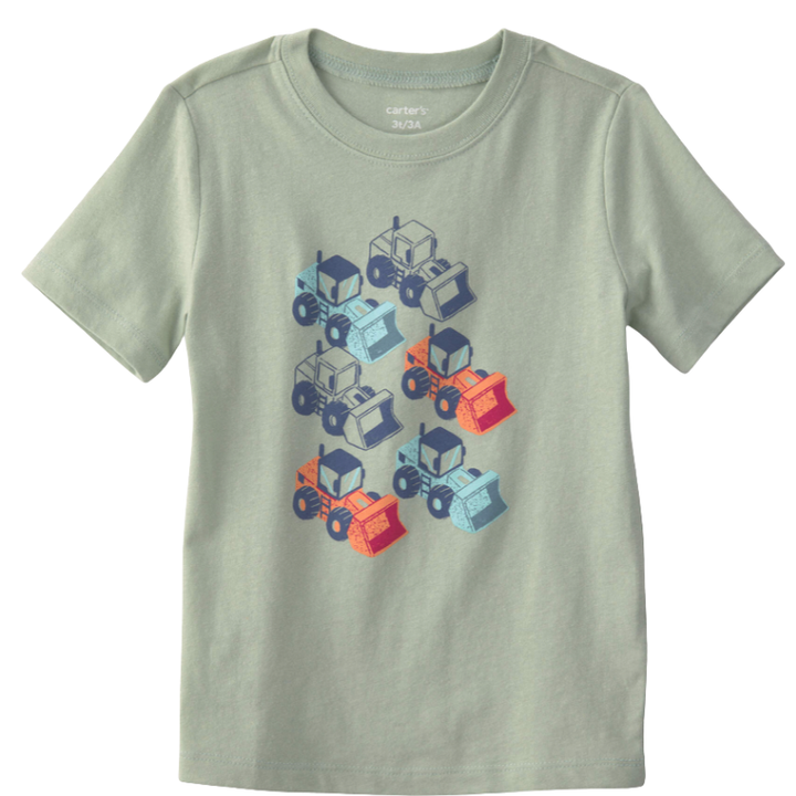 Camiseta para niño con estampado de vehículos de construcción
